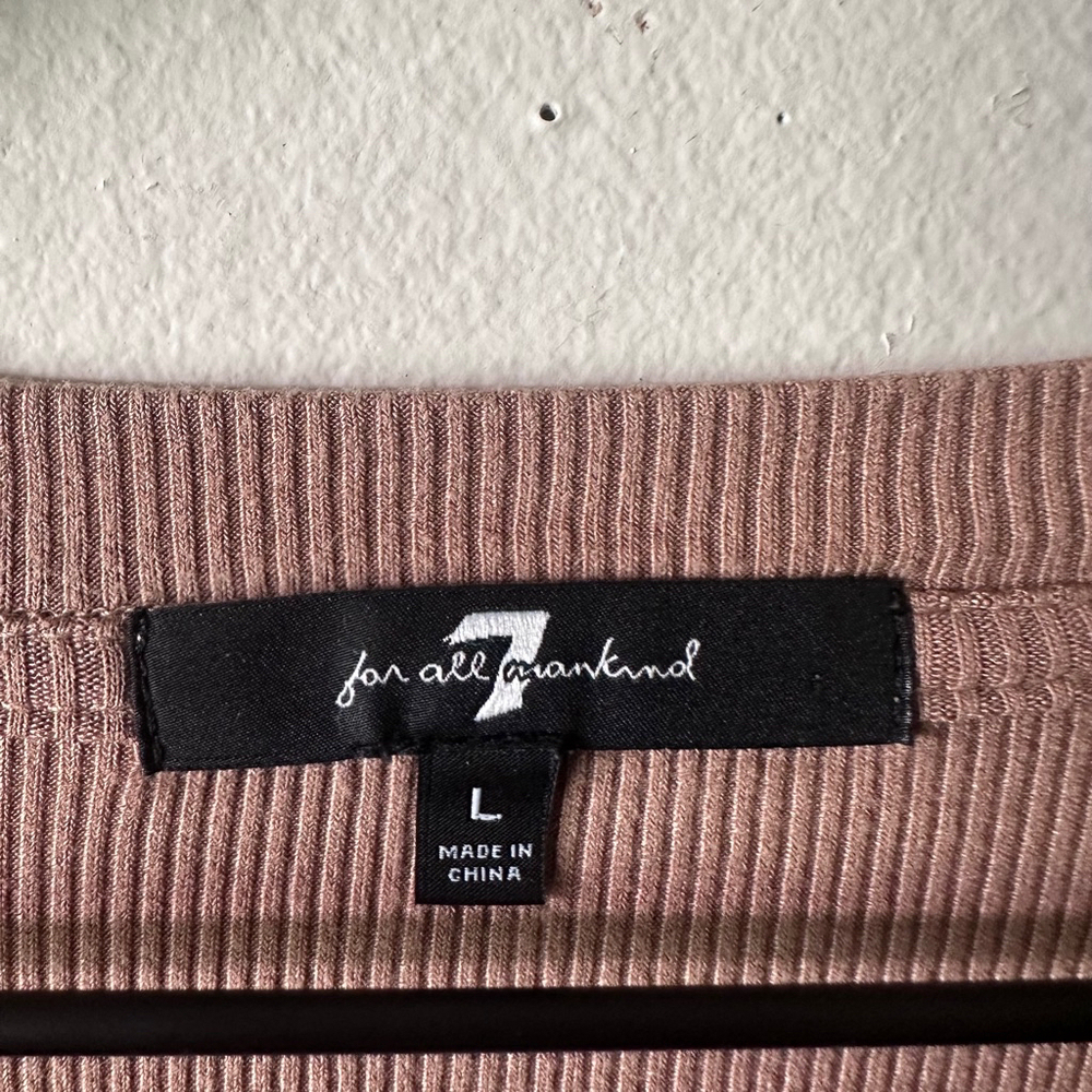 7 For All Mankind Brown Long Sleeve Ribbed Cardigan Sweater Women's Size L - Picture 5 of 7